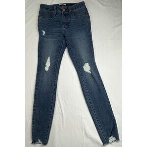 Primark Women’s Skinny Jeans Size L US 10/12 Distressed Raw Hem Medium Wash